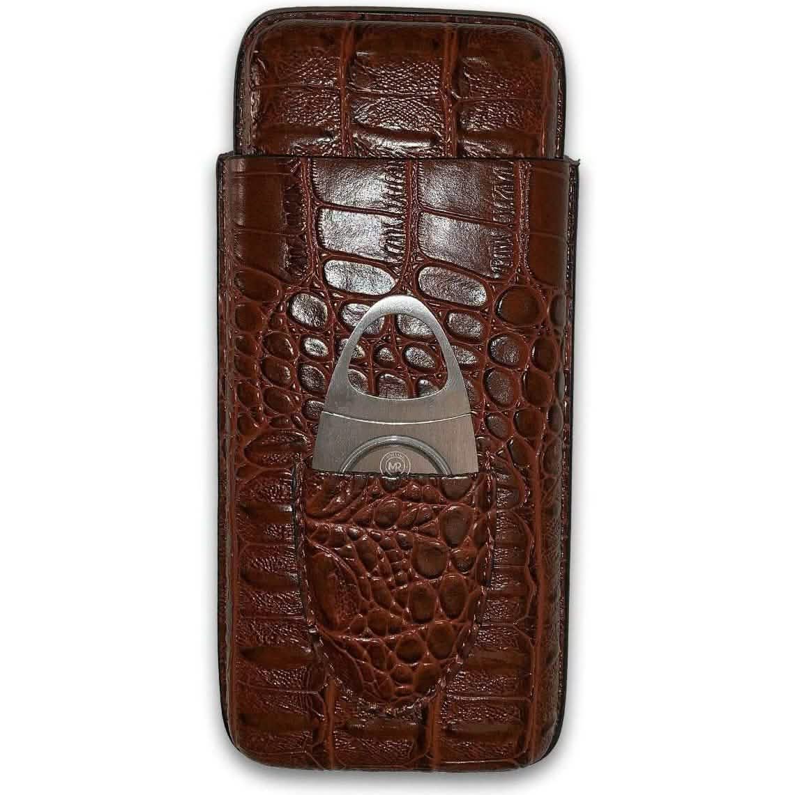 Leather Cigar Case by Mulling Room with Stainless Steel Cutter