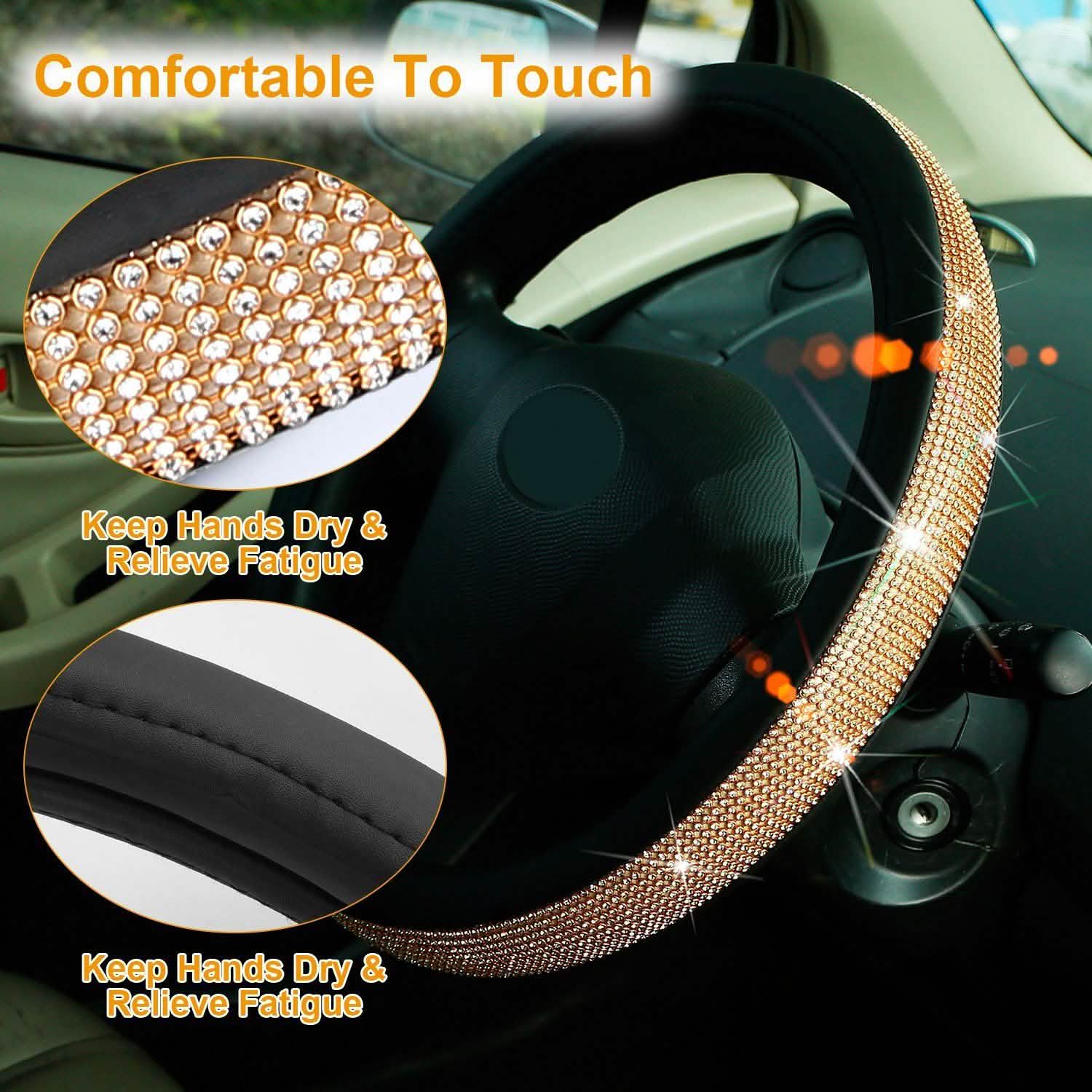 Leather Diamond Rhinestone Car SUV Steer Protector