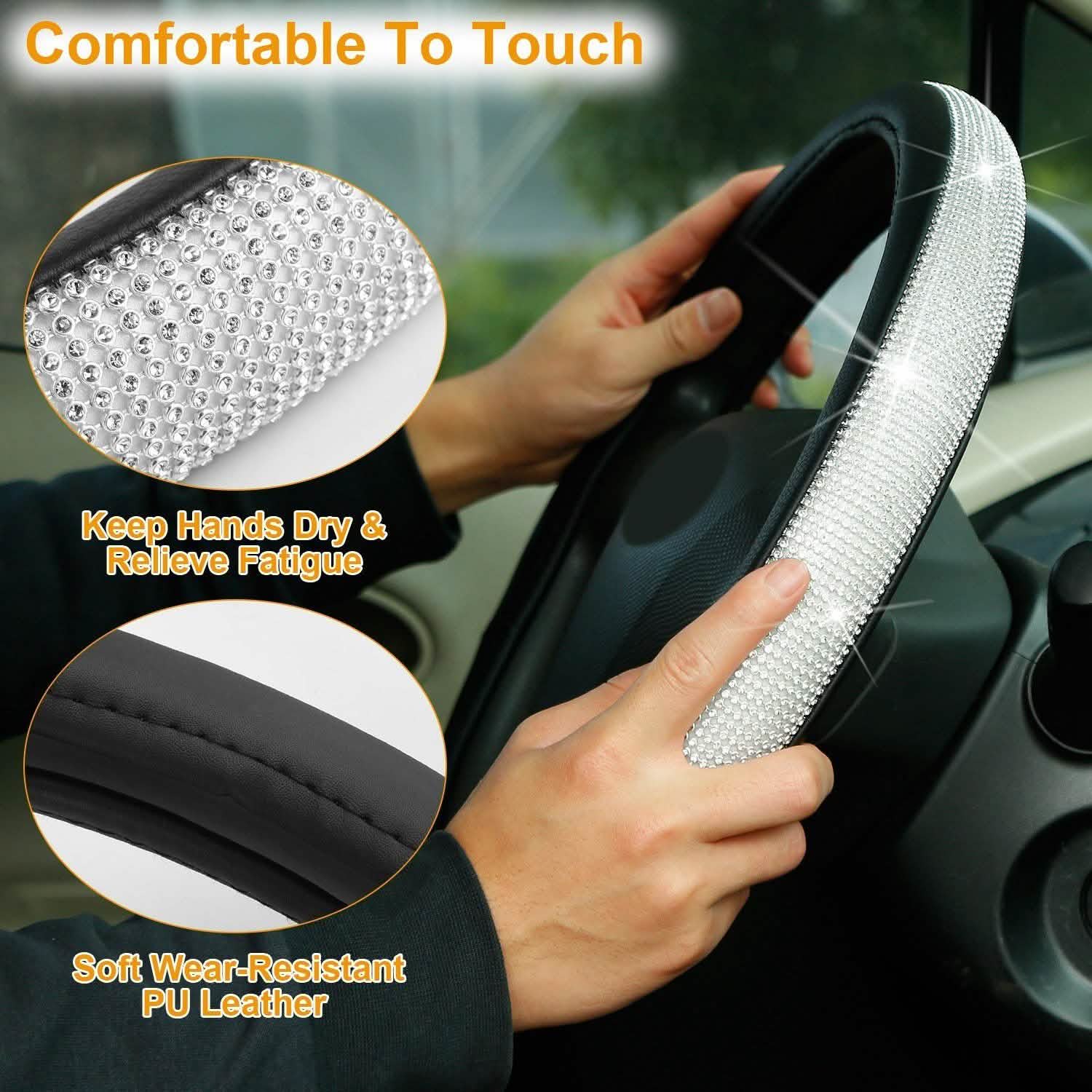 Leather Diamond Rhinestone Car SUV Steer Protector