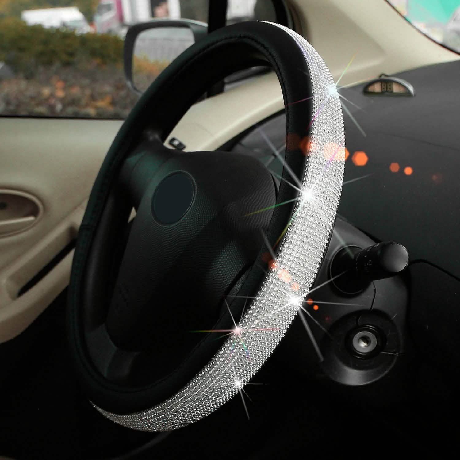 Leather Diamond Rhinestone Car SUV Steer Protector