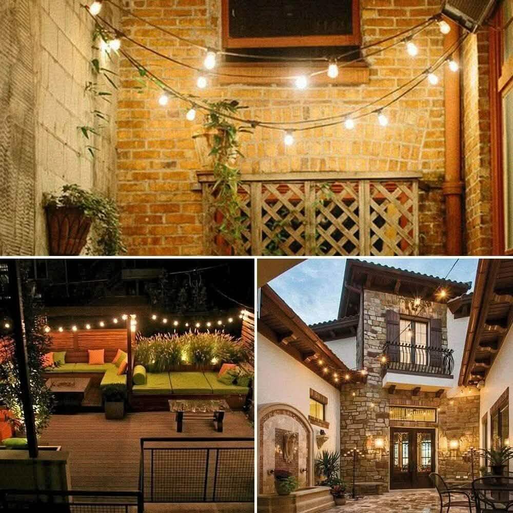 LED 15x S14 Bulbs Globe String Lights Commercial Grade Patio Outdoor Garden