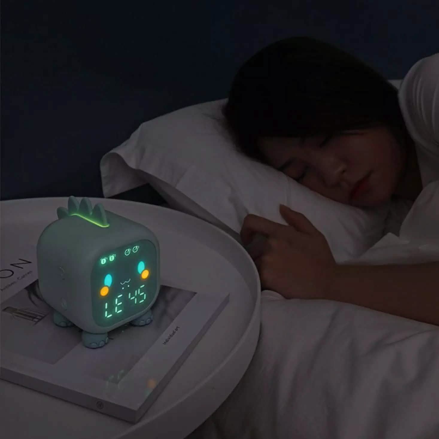 Led Cartoon Alarm Clock Voice Control Digital