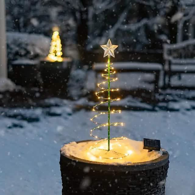 LED Christmas Tree Outdoor Solar Ground Plug Lights