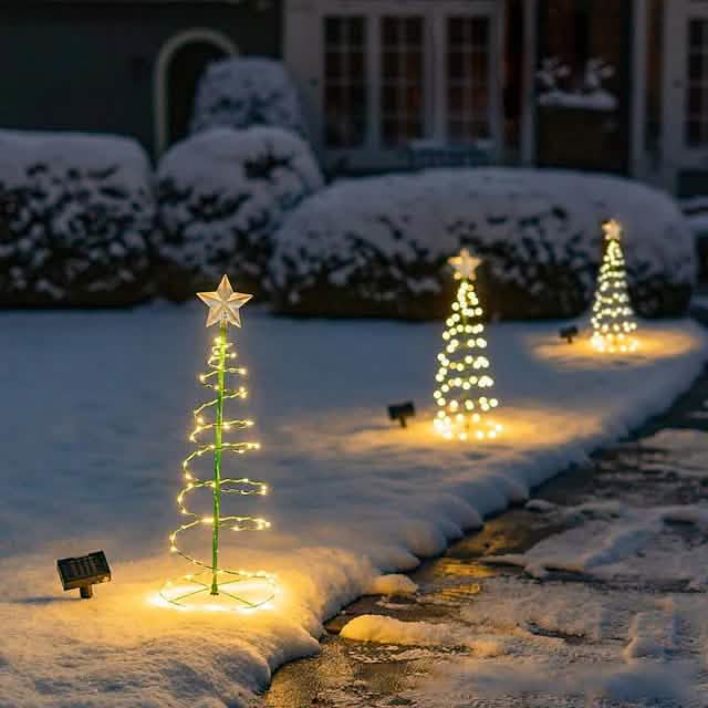 LED Christmas Tree Outdoor Solar Ground Plug Lights