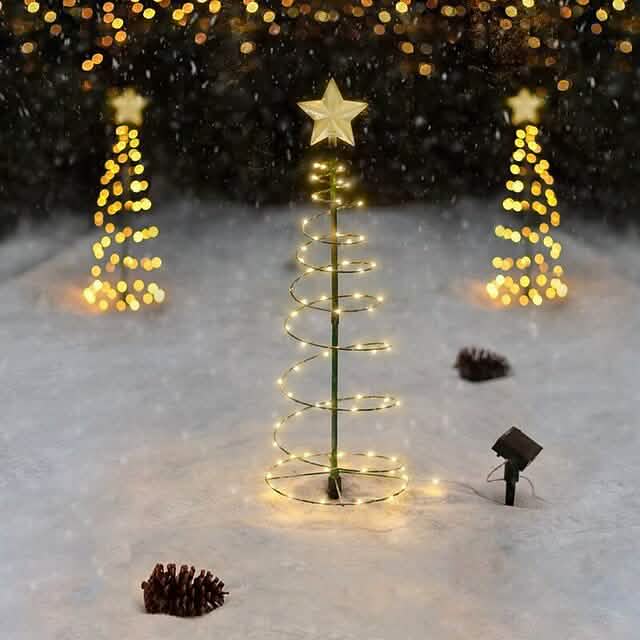 LED Christmas Tree Outdoor Solar Ground Plug Lights