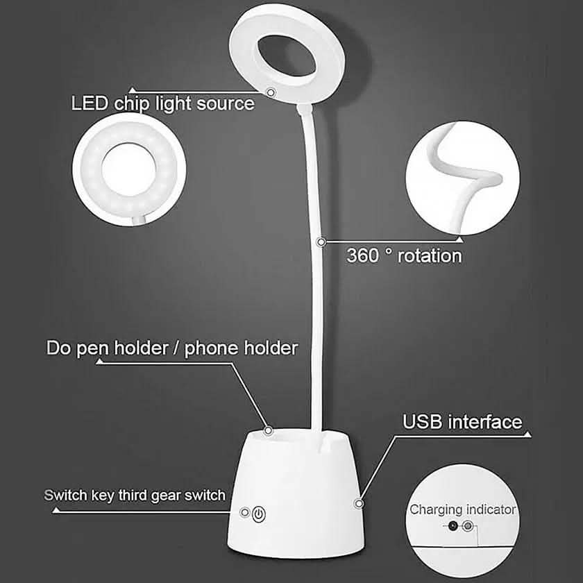 LED Desk Lamp 3 Color Modes Eye-Caring Table Lamp