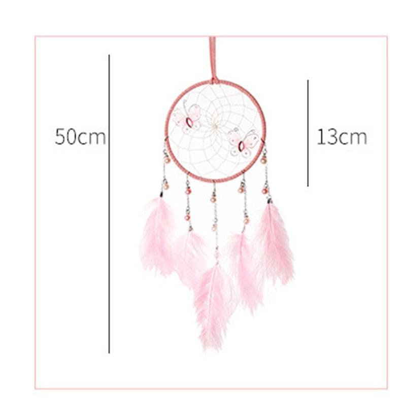 LED Dream Catcher Lamp Flying Wind Chimes Lighting Dream-catcher Handmade Ornaments Traditional Gifts Feather Pendant Romantic Creative Wall Hanging Home Wall Decoration Ornament Craft Native American Style