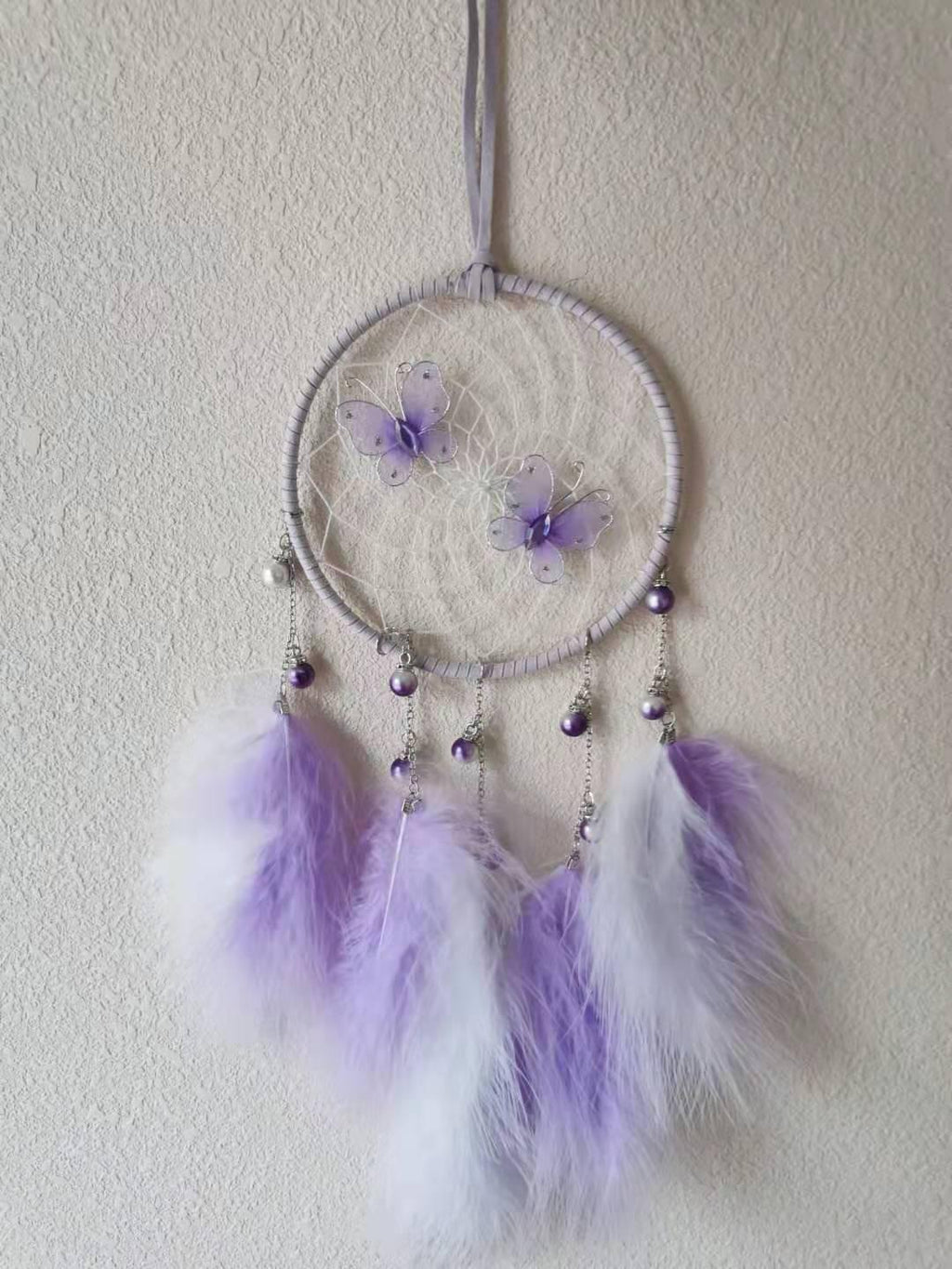 LED Dream Catcher Lamp Flying Wind Chimes Lighting Dream-catcher Handmade Ornaments Traditional Gifts Feather Pendant Romantic Creative Wall Hanging Home Wall Decoration Ornament Craft Native American Style