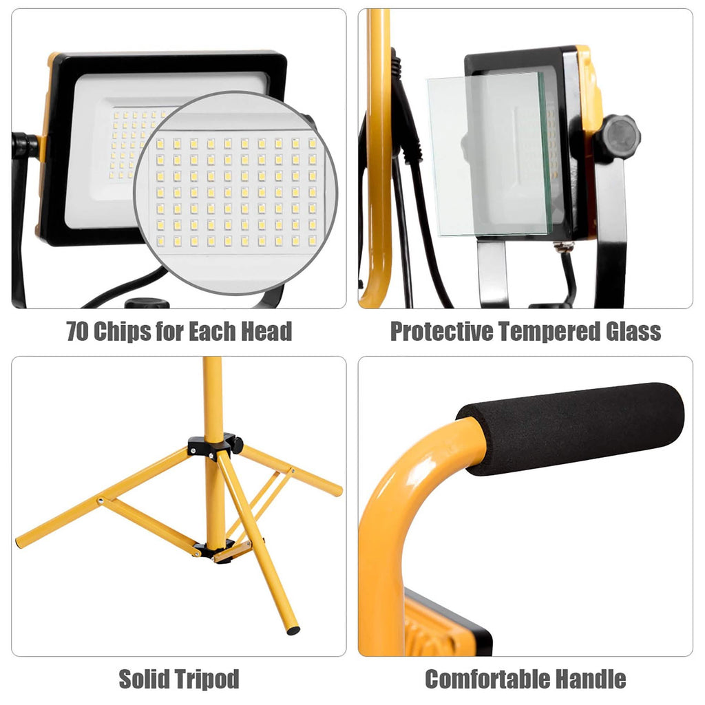 LED Dual-Head Work Light with Adjustable Tripod Stand