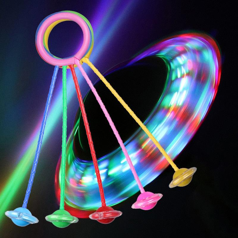 LED Flash Wheel Jumping Ball Single Foot Skipping Rope Adults Children Exercise Fitness Entertainment Toy Glowing Sport Balls Foldable Ankle Skip Ball Flash Jump Colorful Sports Swing Ball Fitness Jump Rope Fat Burning Game For Adults And Children