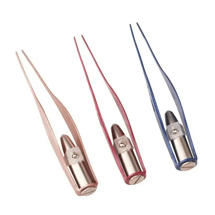 LED Flashlight Stainless Steel Tweezers Ear Pick Clean Colorful Tweezers Tool Hair Removal Care