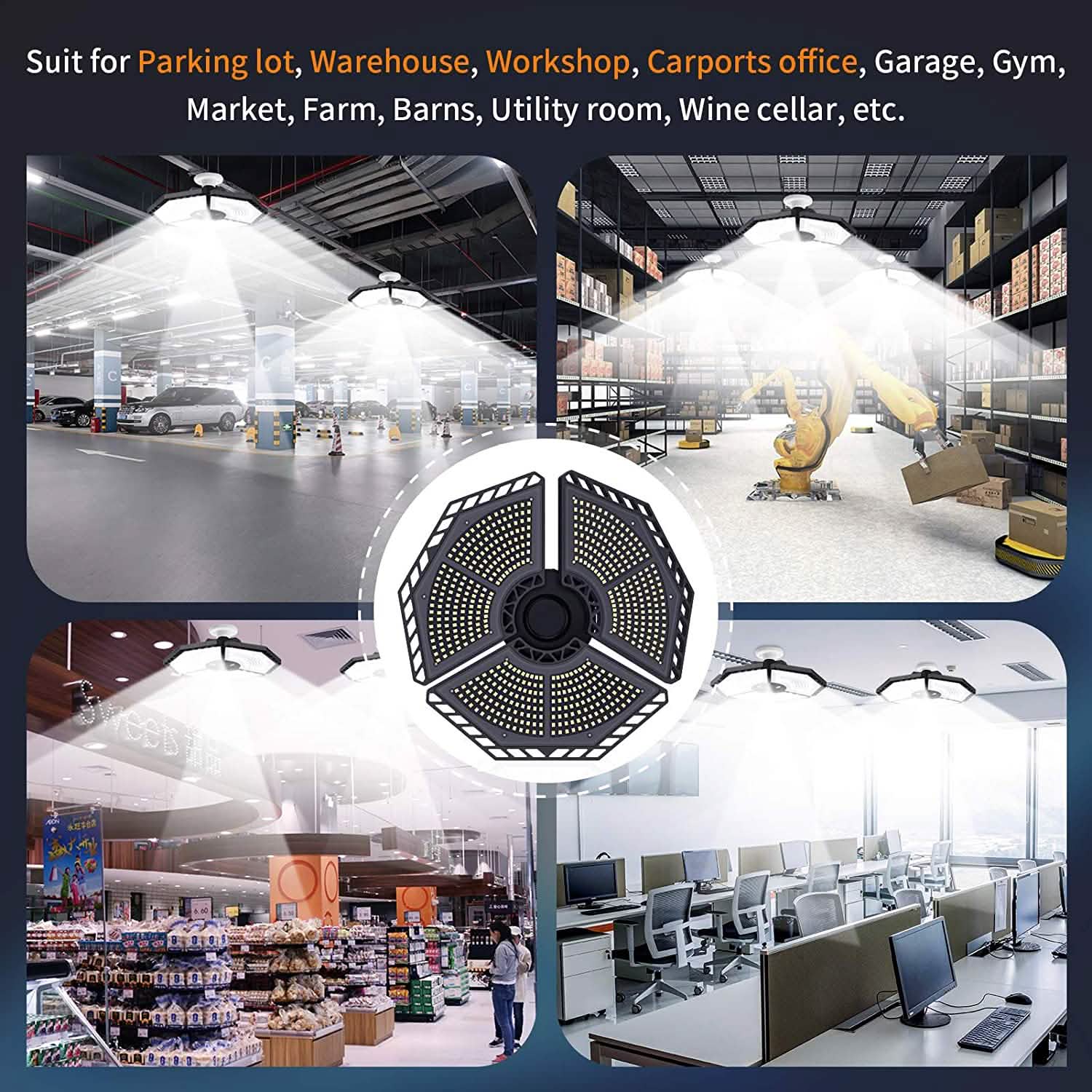 LED Garage Ceiling 360¬∞ Lighting with 576 LEDs