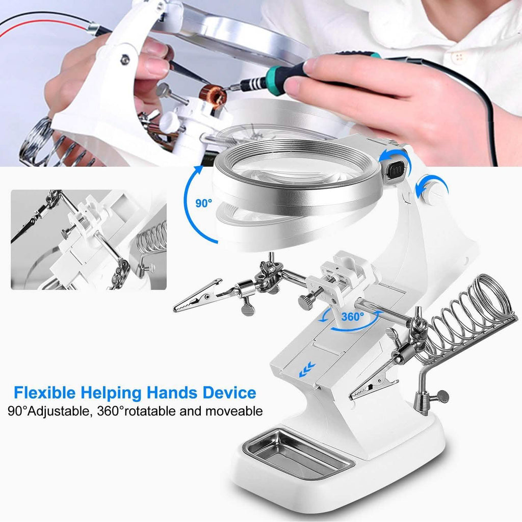 LED Lights Helping Hands Magnifying Glass