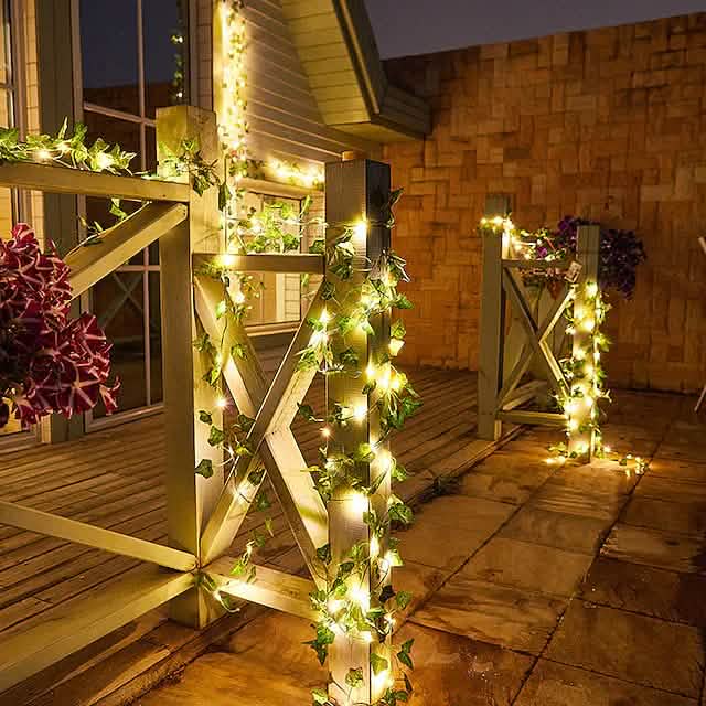 LED Solar Ivy Leaf String Light