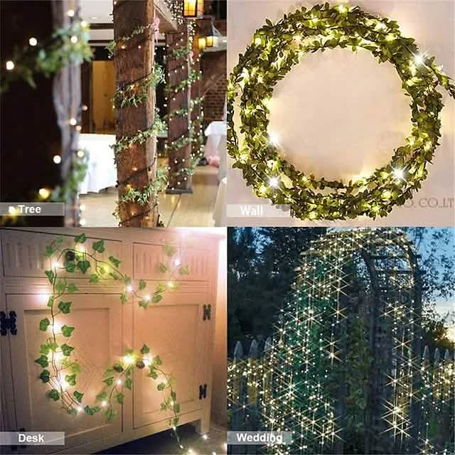 LED Solar Ivy Leaf String Light