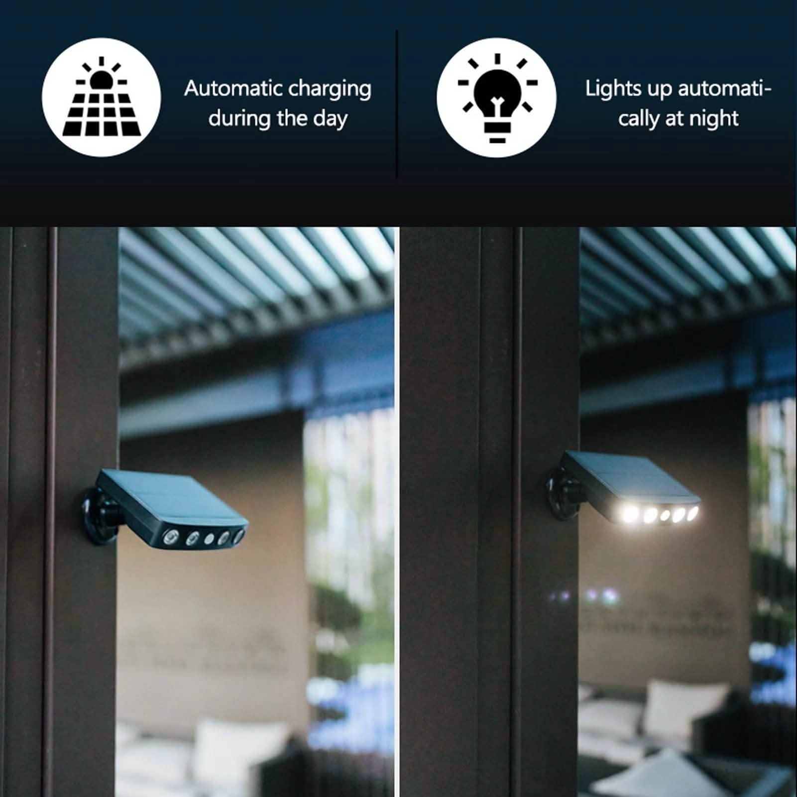 LED Solar Powered Wall Light Rotatable Waterproof Motion-Sensor Lights