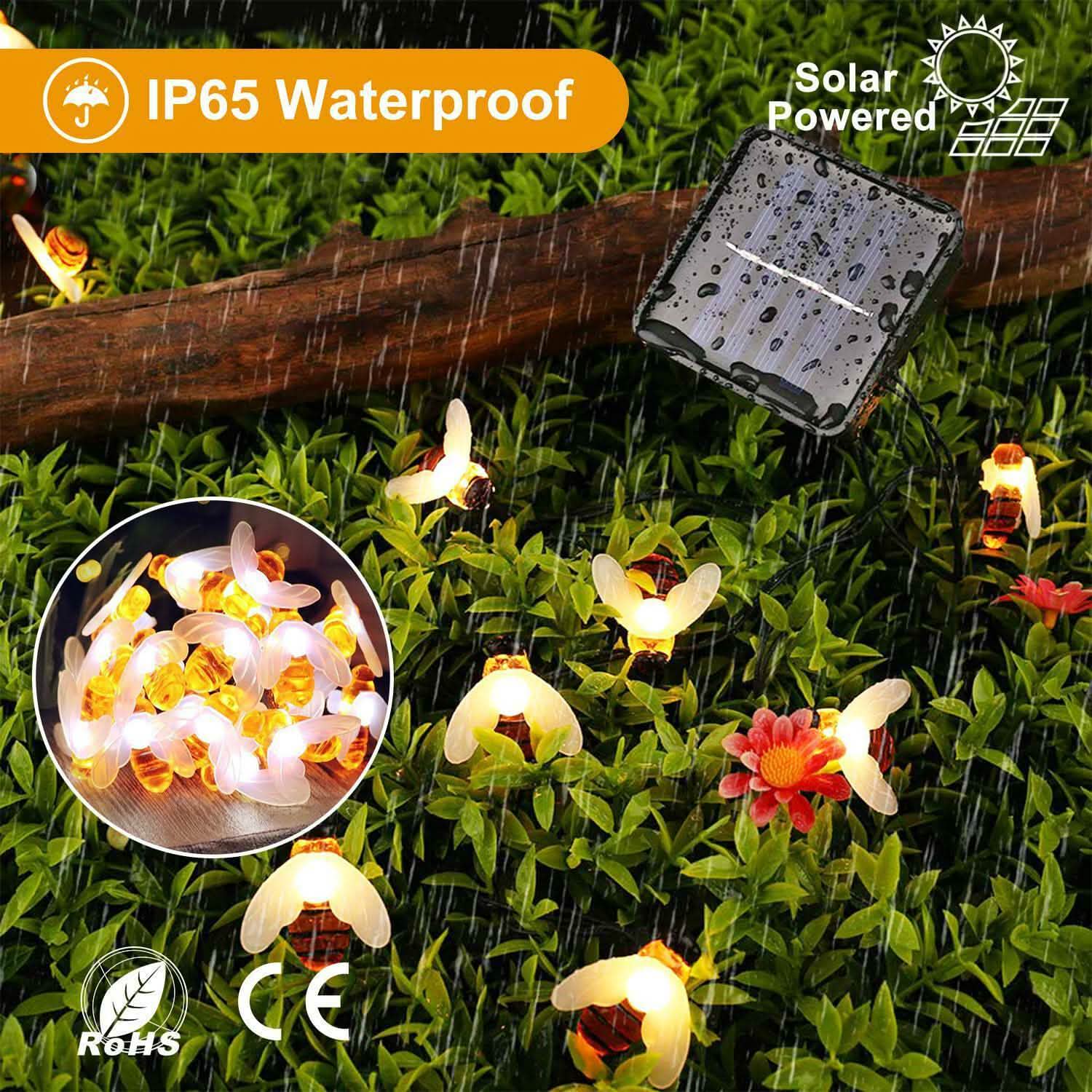 LED Solar String Bee Lights 30 Honeybees