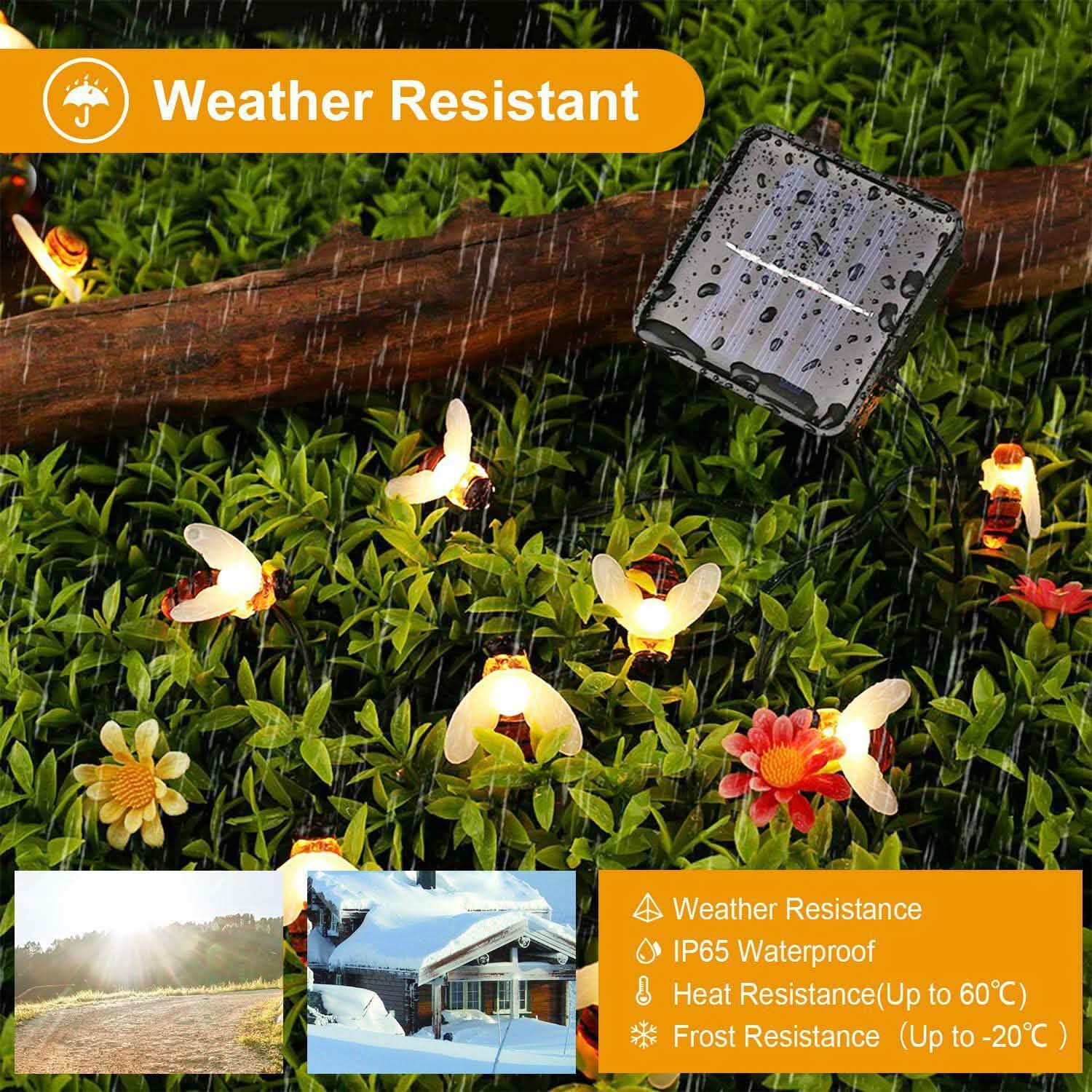 LED Solar String Bee Lights 30 Honeybees