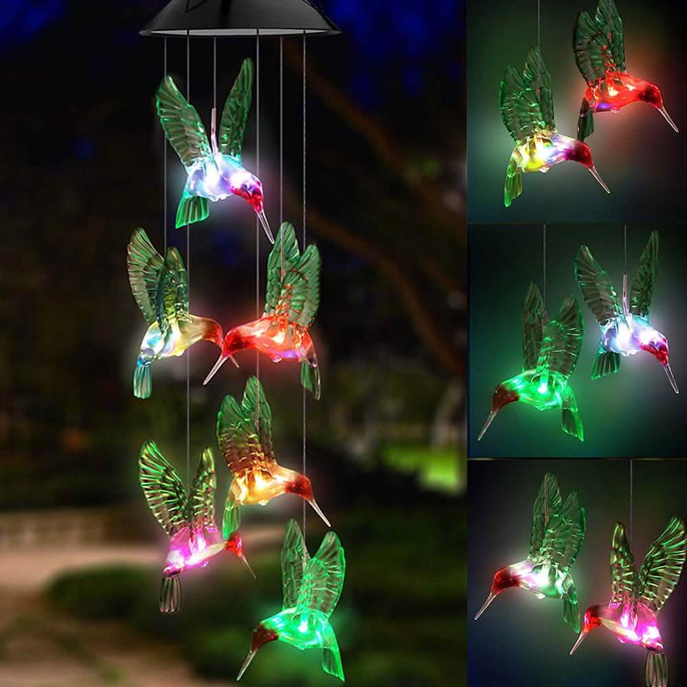 LED Solar String Lights Hummingbird Wind Chime