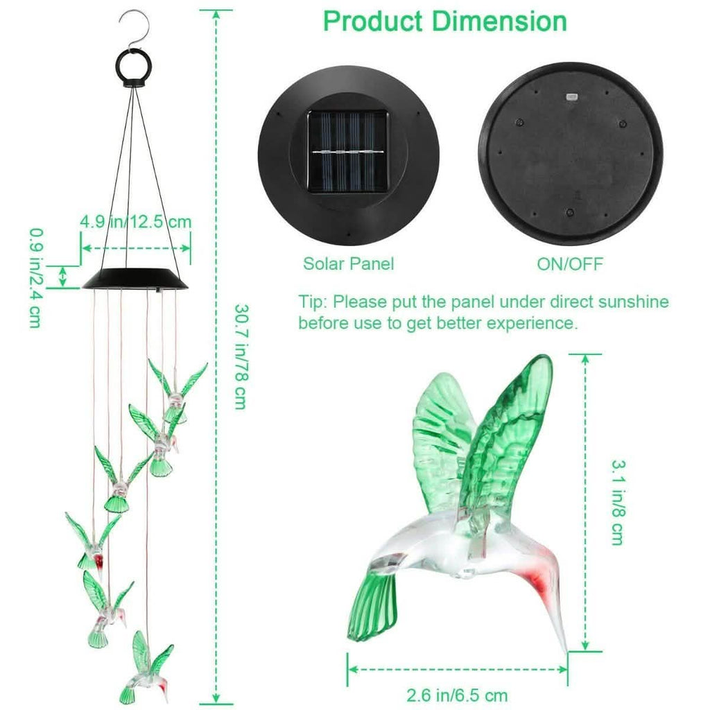 LED Solar String Lights Hummingbird Wind Chime