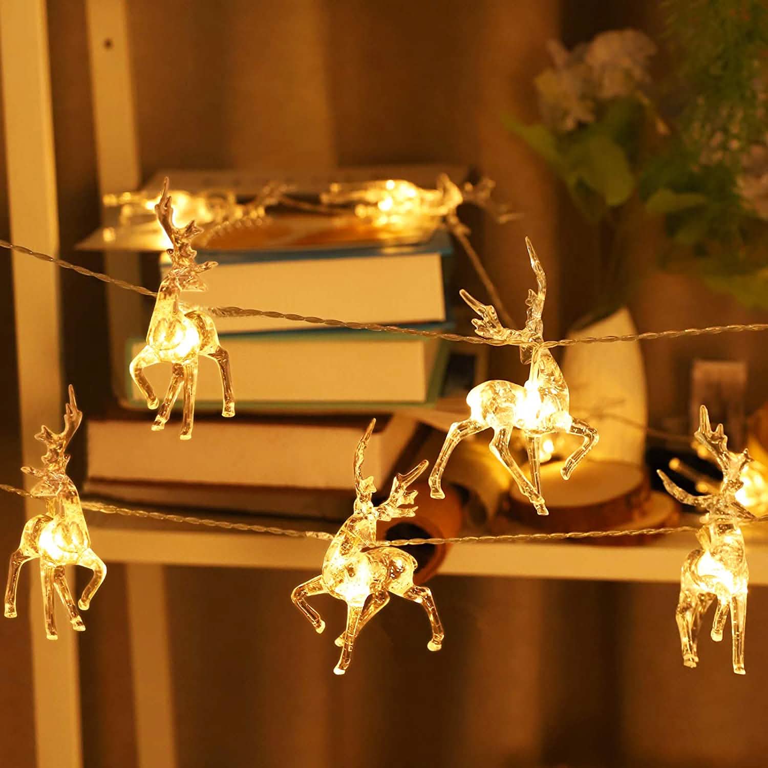 LED Warm White Christmas Lights Reindeer String Lights