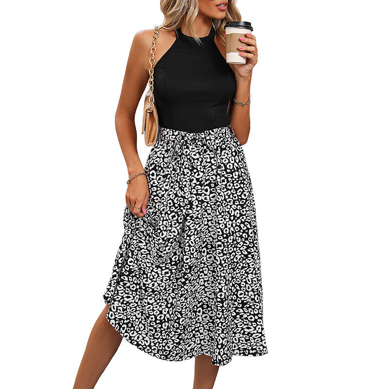 Leopard Halter Neck Midi Dress