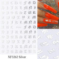 Letter 3D Decals Nail Art Stickers English Old Font Black Number Tattoo Nails Design Water Sliders Manicure Decoration 3D Nail Supplies Holographic Old English Character Nail Self-Adhesive Sticker English Font Design Manicure Decorations Accessories