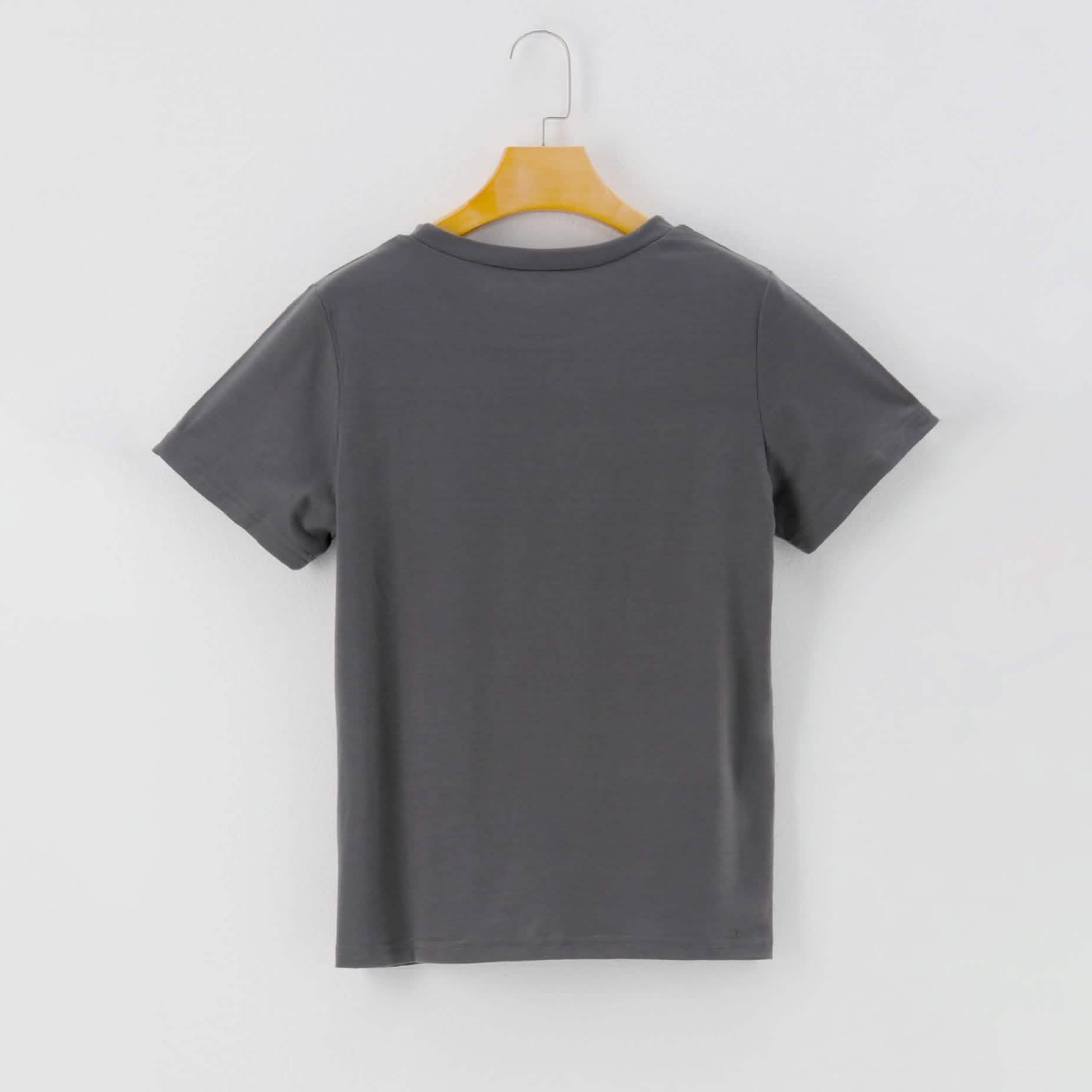 Letters Print Round Neck Short Sleeve Casual T-Shirt
