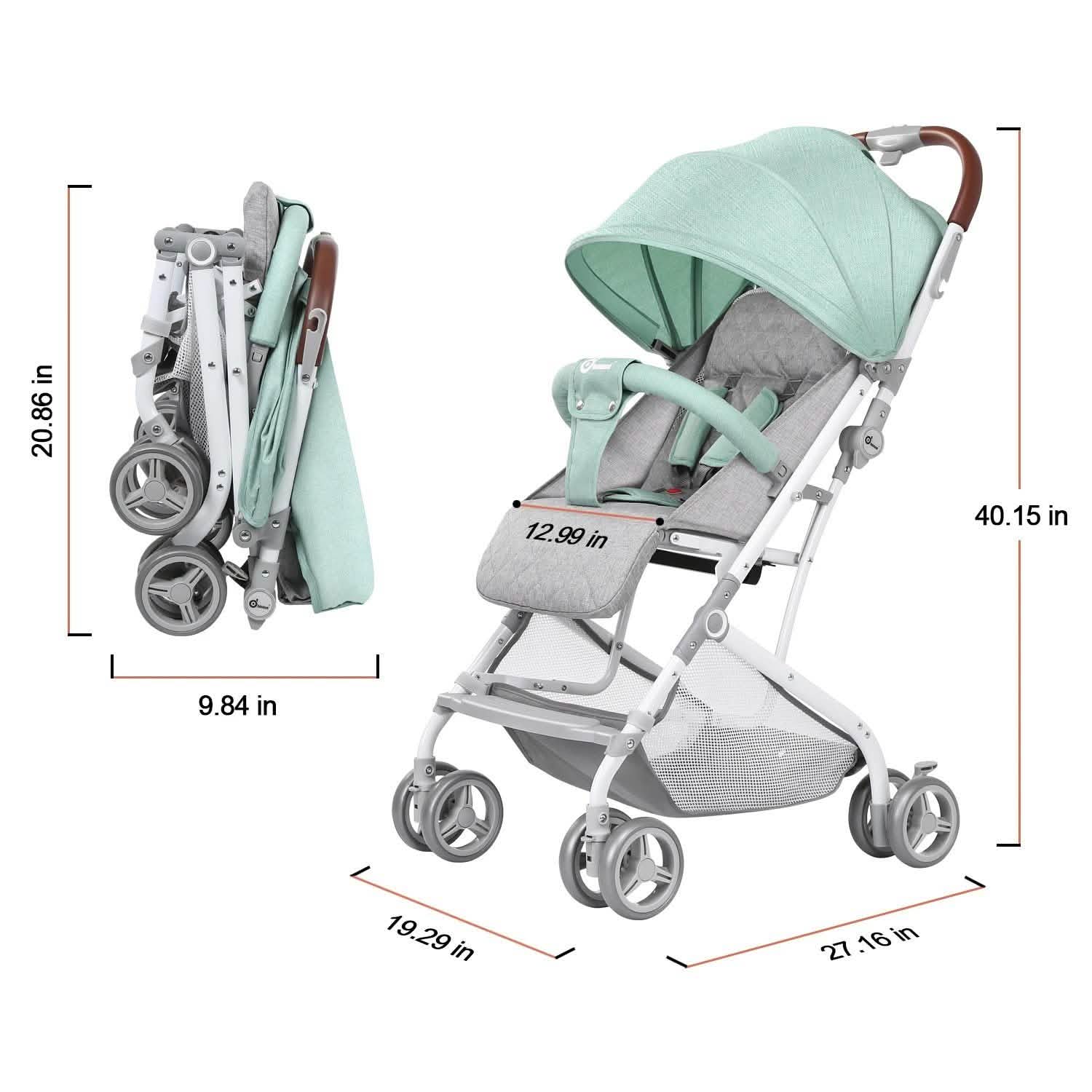 Light Blue Baby Infant Foldable Umbrella Stroller Lightweight Travel Carriage Pushchair