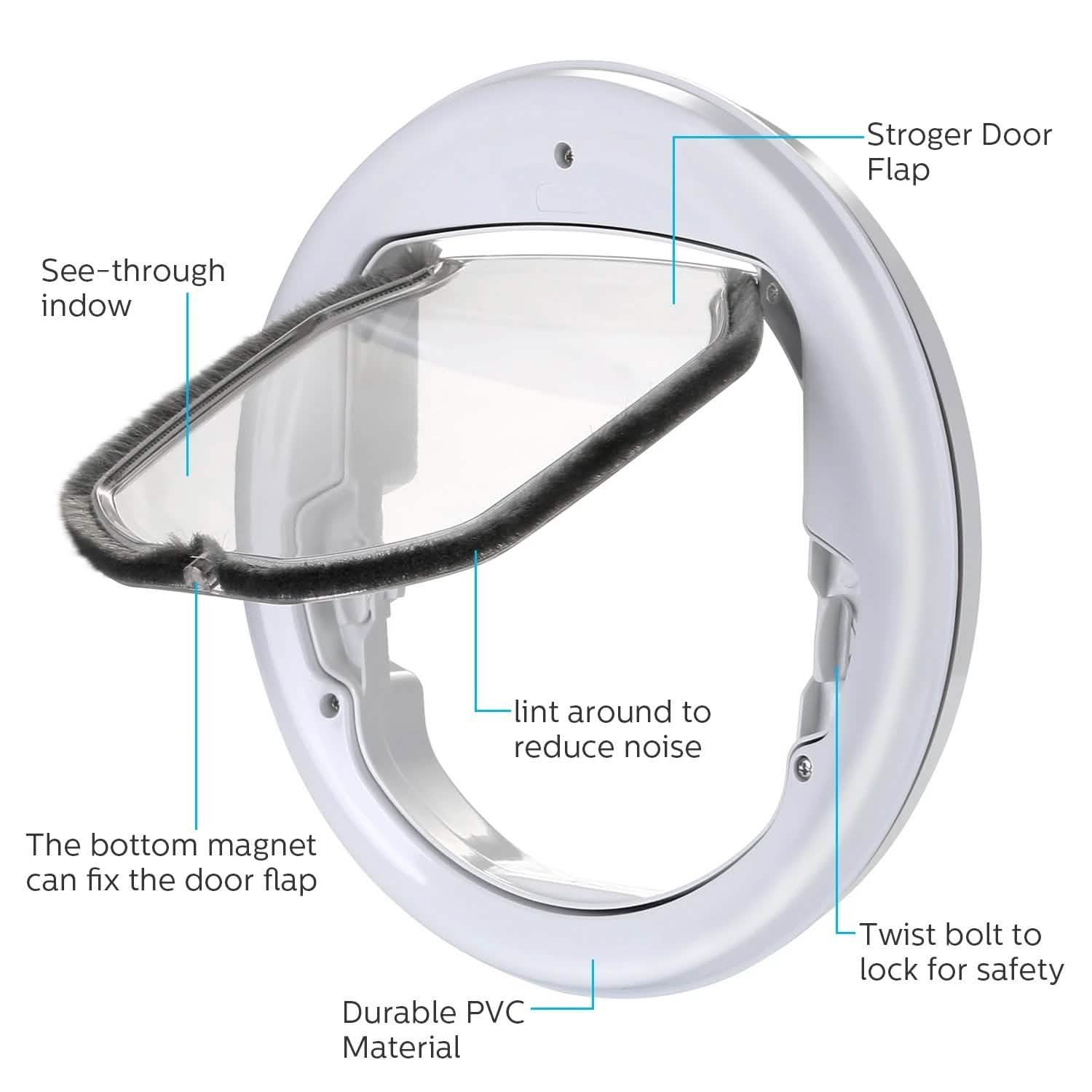 Lightweight Flap Pet Door Cats Small Dogs Anti-Insects Quiet Magnet Locking Gate