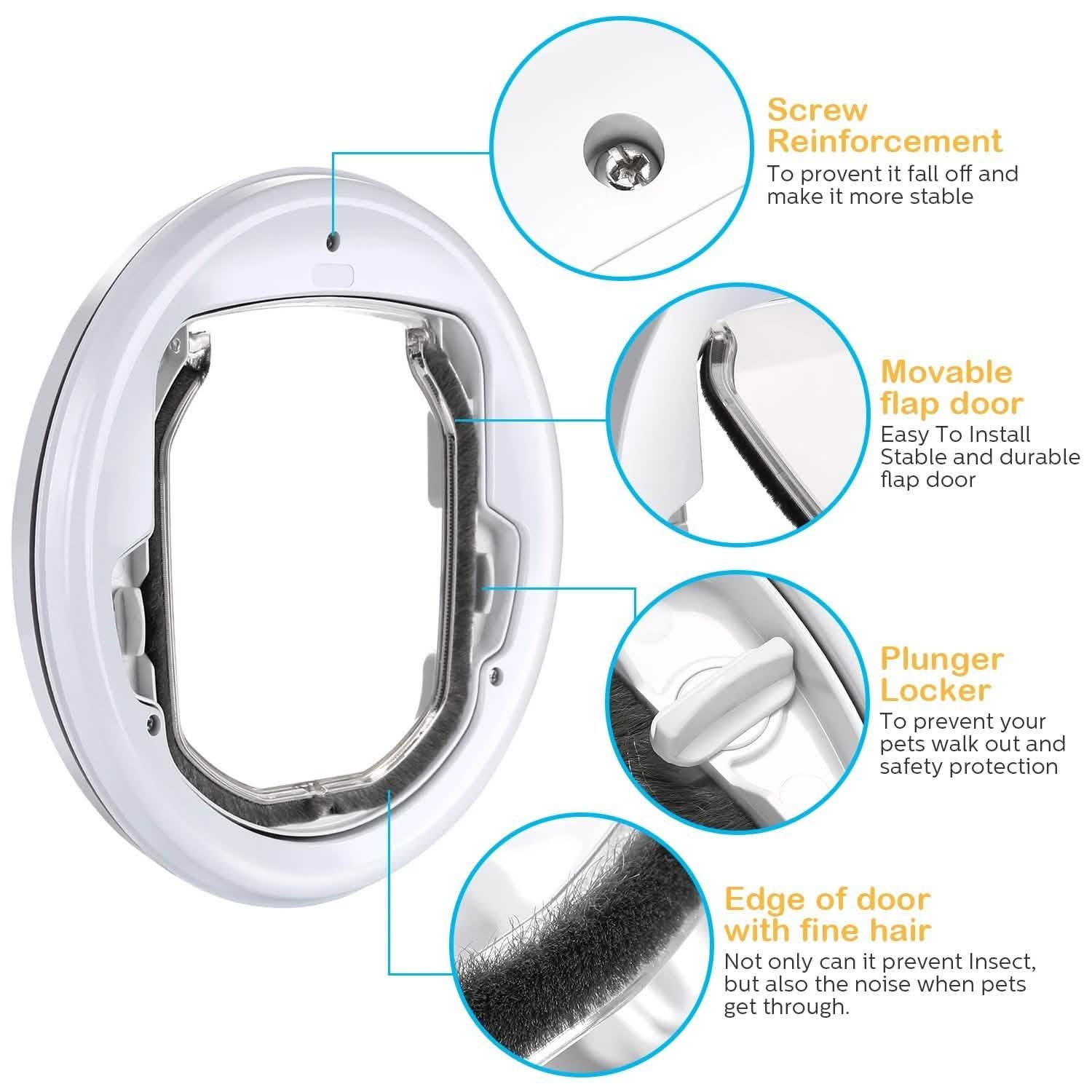 Lightweight Flap Pet Door Cats Small Dogs Anti-Insects Quiet Magnet Locking Gate
