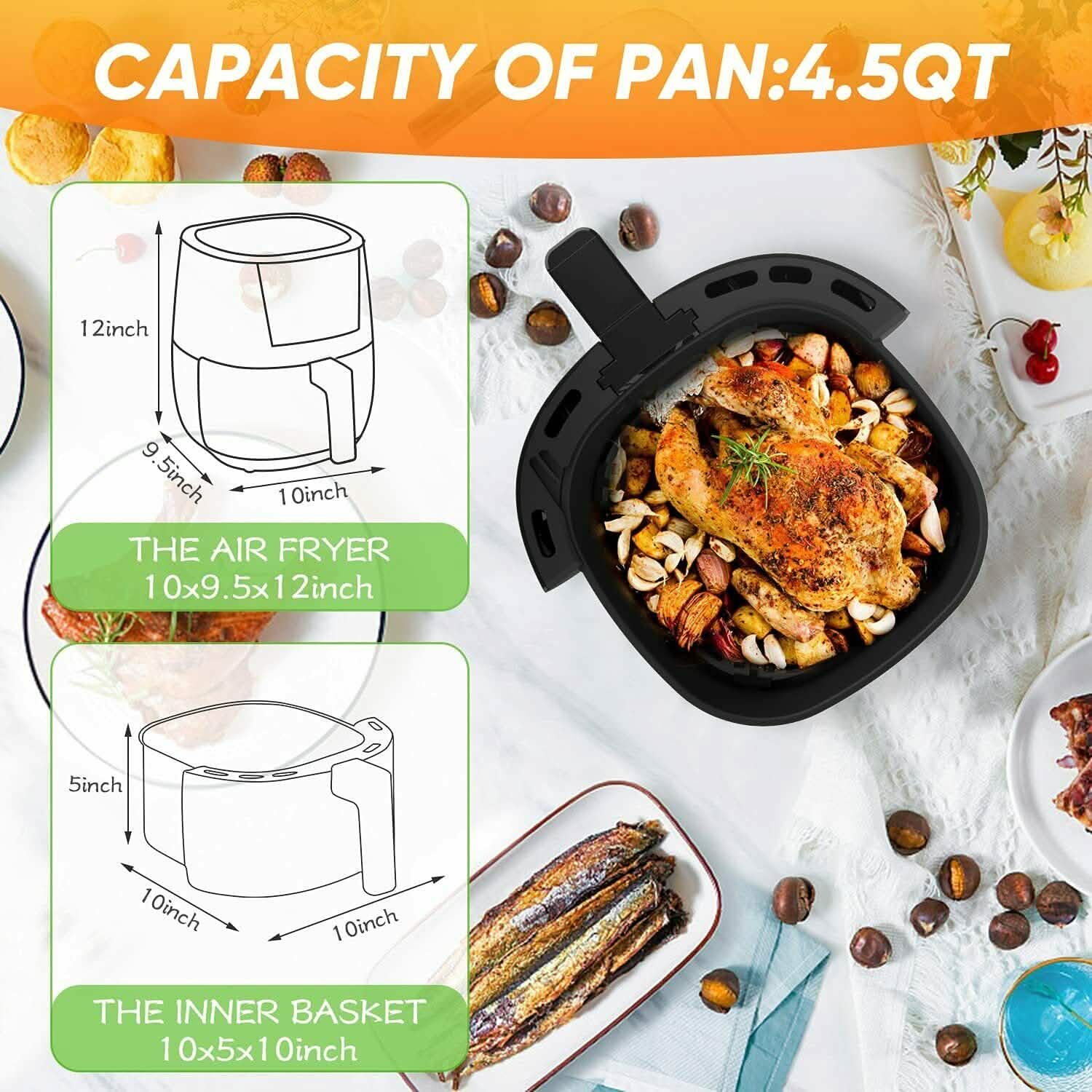 LITIFO 4.5QT Air Fryer with Digital LED Touch Screen Single Basket System