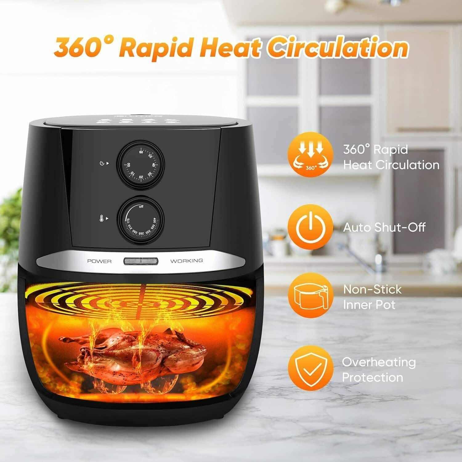 Air Fryer 4.5 QT Oven Oilless Cooker with Rotary Button Home