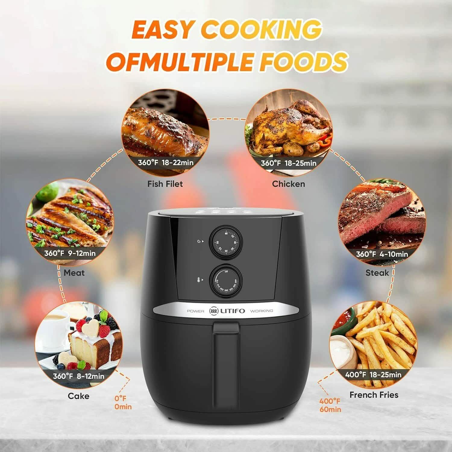 Air Fryer 4.5 QT Oven Oilless Cooker with Rotary Button Home