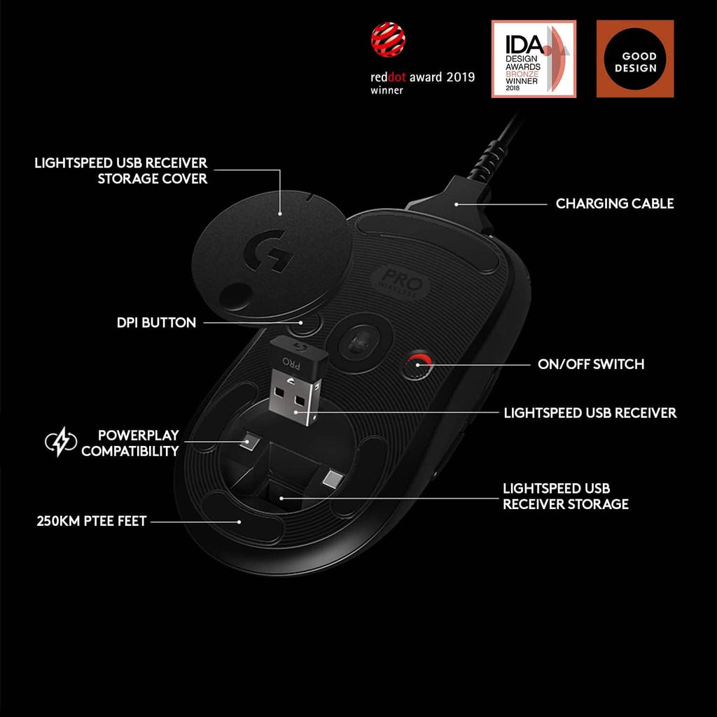 Logitech G Pro Wireless Gaming FPS Mouse with Advanced Gaming Sensor (Refurbished)