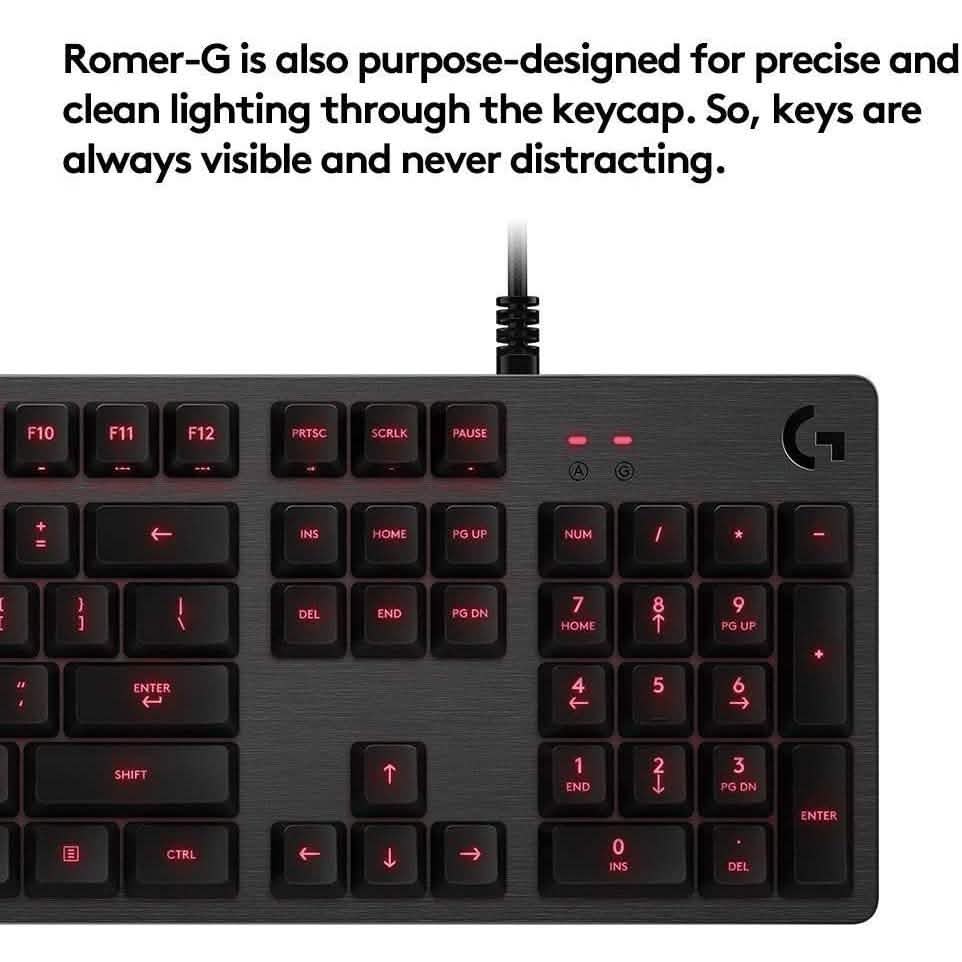 Logitech G413 Backlit Mechanical Gaming Keyboard USB Passthrough Carbon (Refurbished)