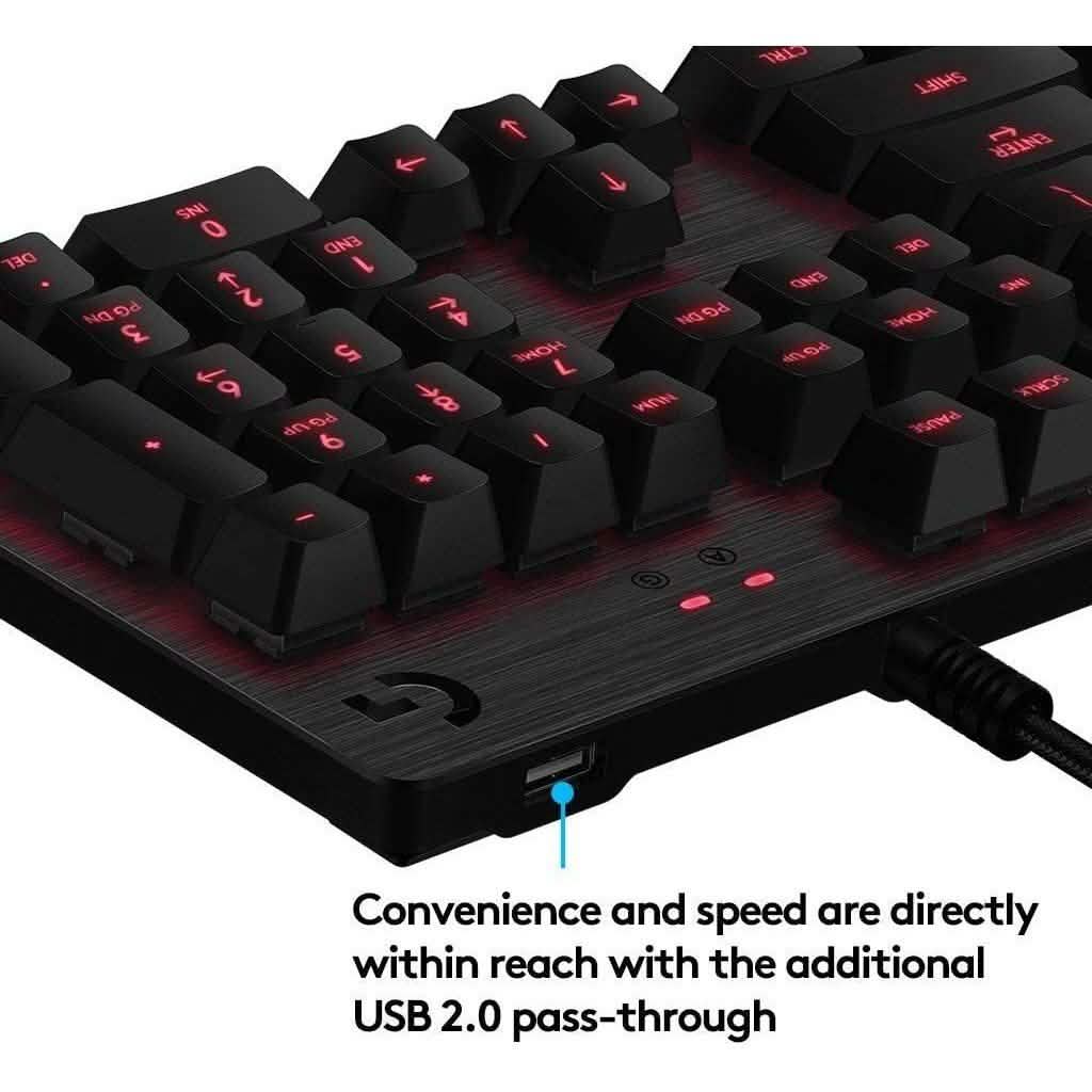 Logitech G413 Backlit Mechanical Gaming Keyboard USB Passthrough Carbon (Refurbished)