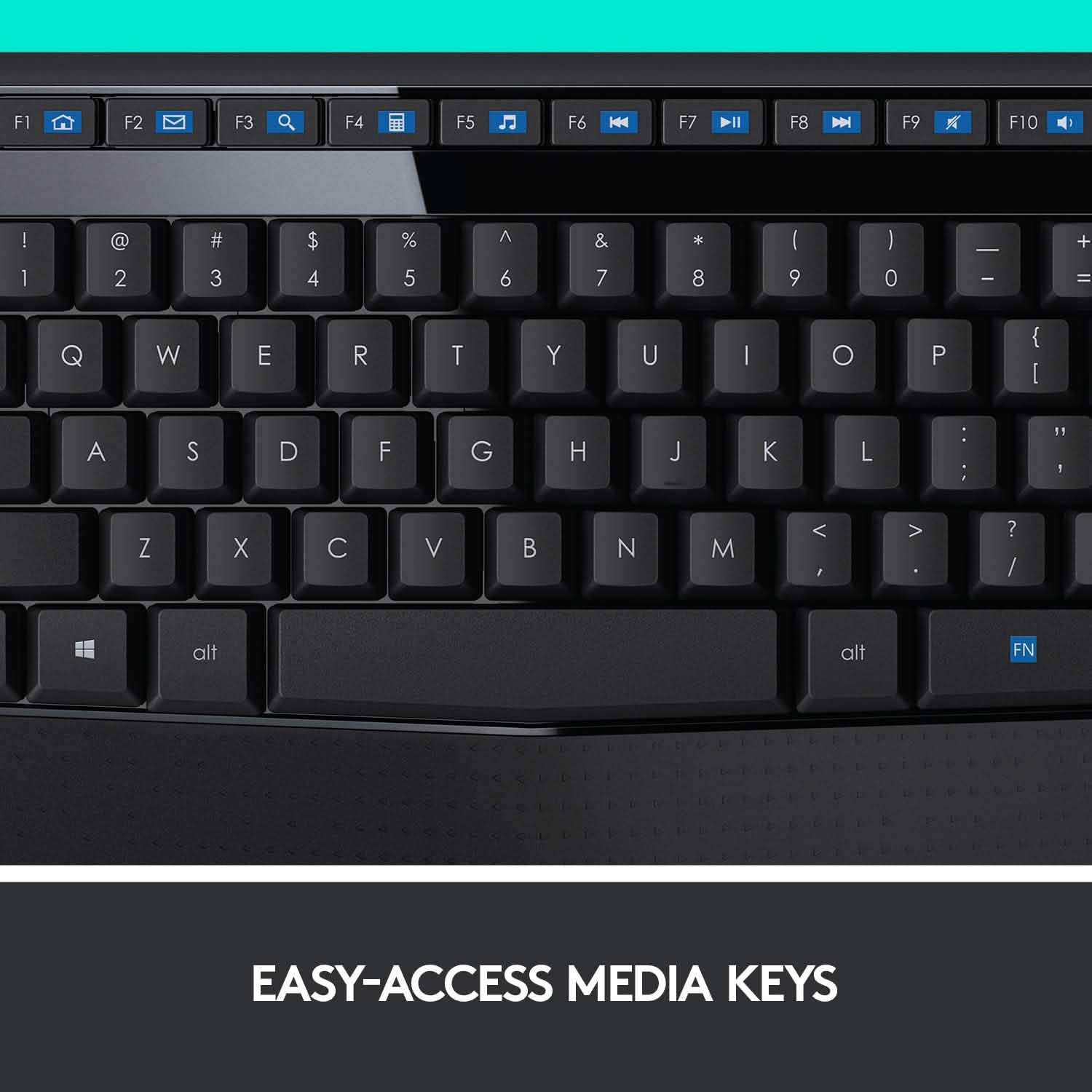 Logitech Wireless Combo Full-Sized Keyboard with Comfortable Right-Handed Mouse (Refurbished)
