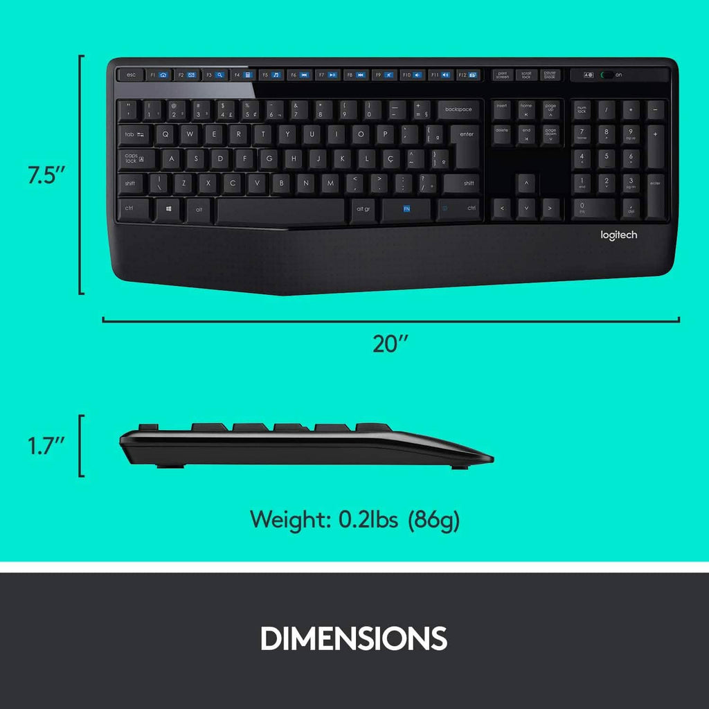 Logitech Wireless Combo Full-Sized Keyboard with Comfortable Right-Handed Mouse (Refurbished)