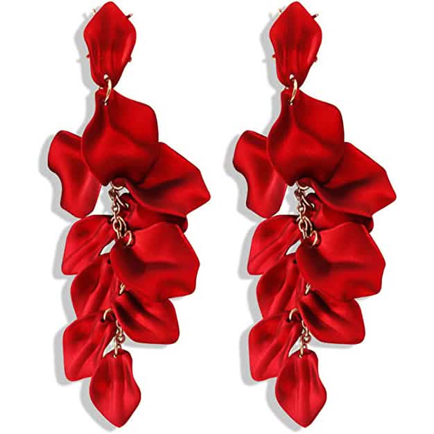 Long Acrylic Rose Petal Earrings