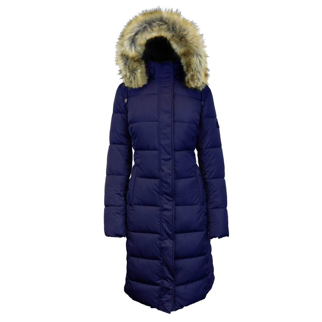 Long Heavyweight Parka Jacket with Faux-Fur Hood