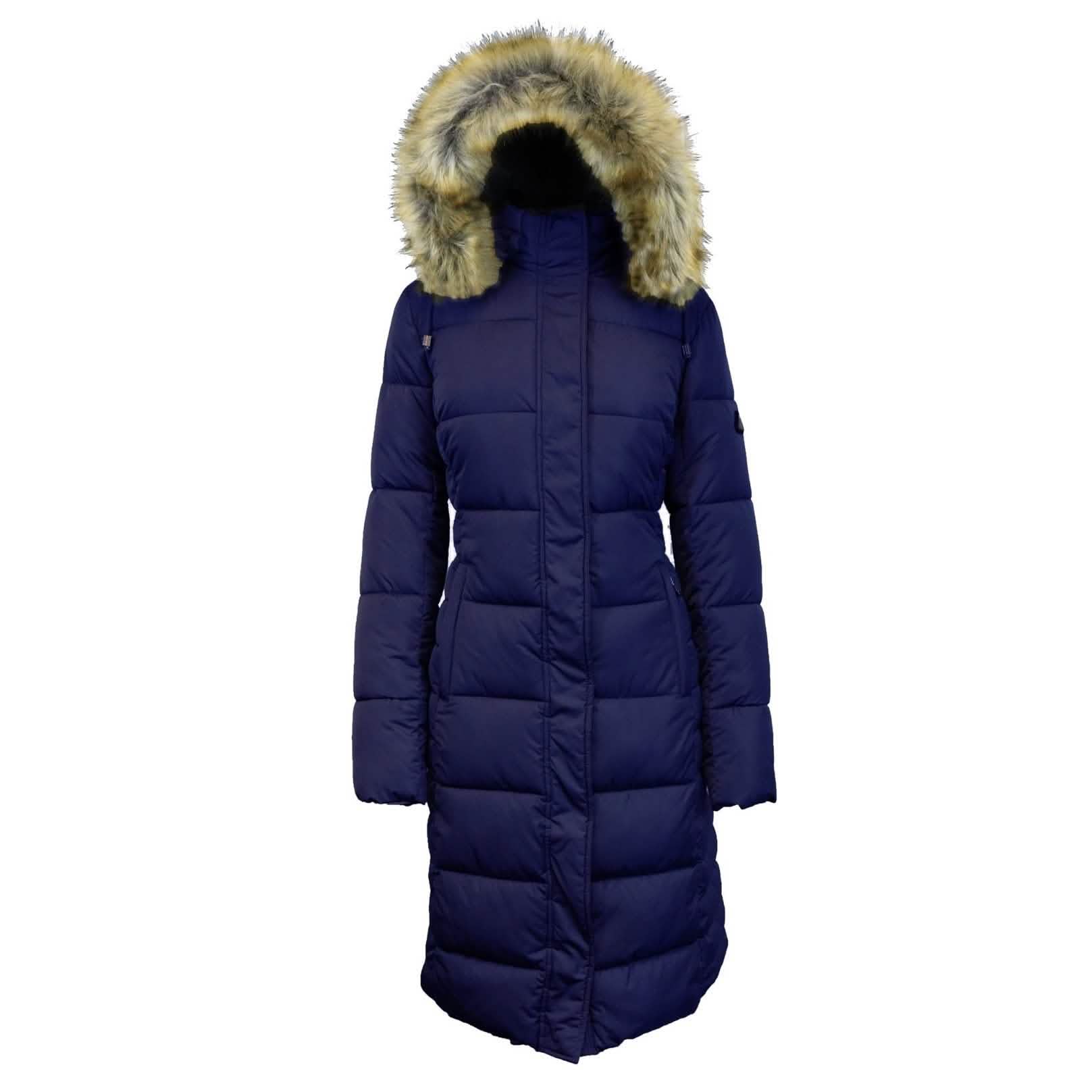Long Heavyweight Parka Jacket with Faux-Fur Hood