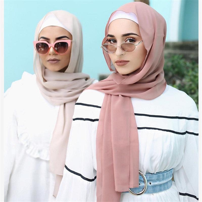 Long Lightweight Soft Solid Color Chiffon Scarfs Muslim Headscarf Hijab Scarf Shawls Wraps Hijab For Women 70*180cm