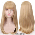 Long Straight With Bangs Synthetic Wigs For Black/White Women Natural Black Brown Gray Heat Resistant Fiber Hair Wigs For Black Women Cosplay Wigs For Women Gifts for Girlfriends
