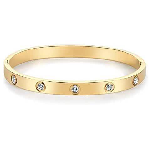 Love Friendship Bracelet Bangle with Cubic Zirconia Stones