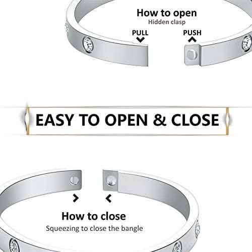 Love Friendship Bracelet Bangle with Cubic Zirconia Stones