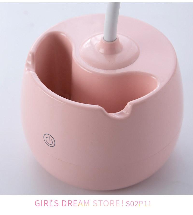 Lovely 3 Levels Dimmer Reading Table Lamp Pen Case Base Student LED Desk Lamp Girls Charge Bedside Lamp for Bedroom Studyroom Cute Study Lamps for Bedroom Décor