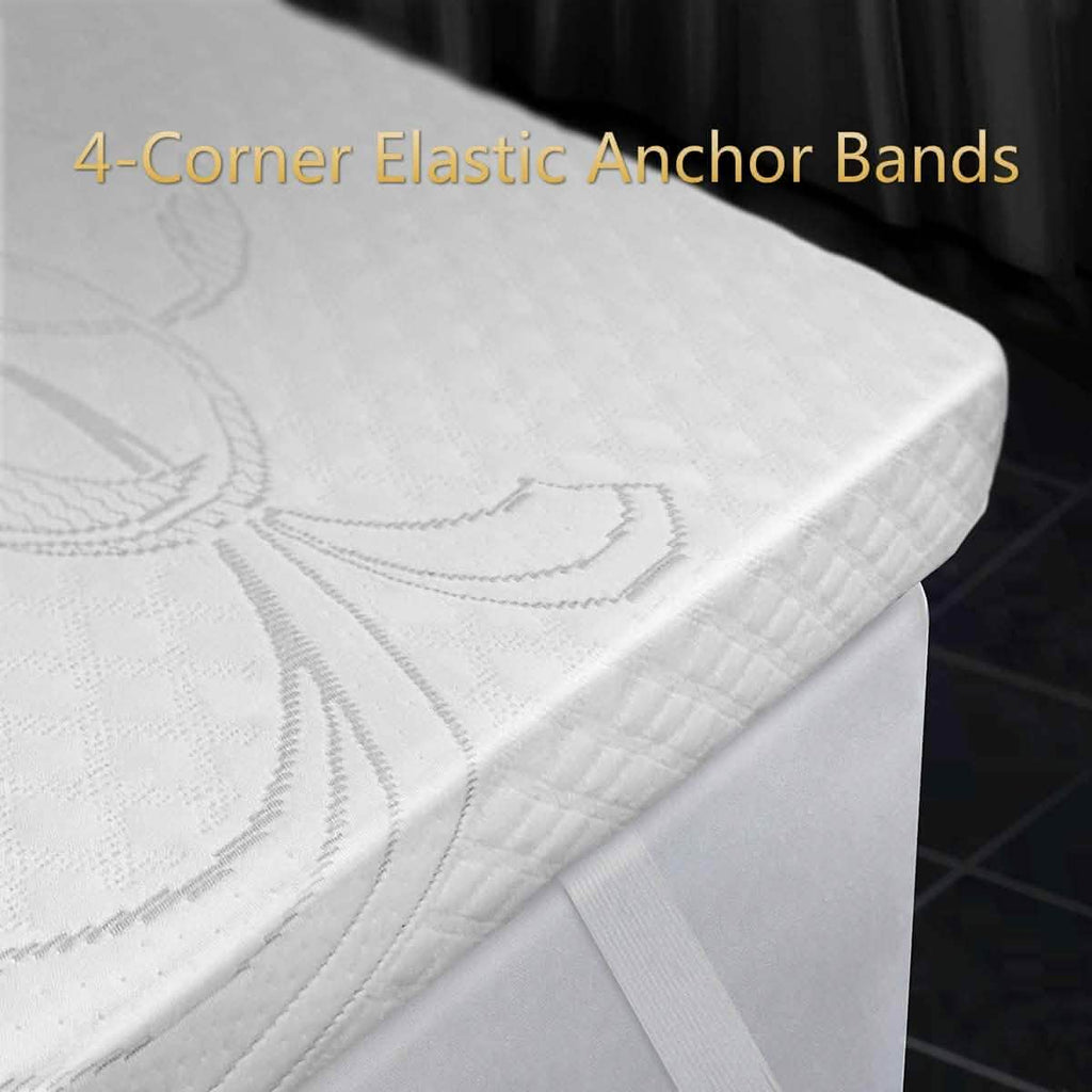 LSOFT Mattress Pad Gel Infused Memory Foam Mattress Topper 4 Corner Elastic Anchor Band Washable Bed Cover