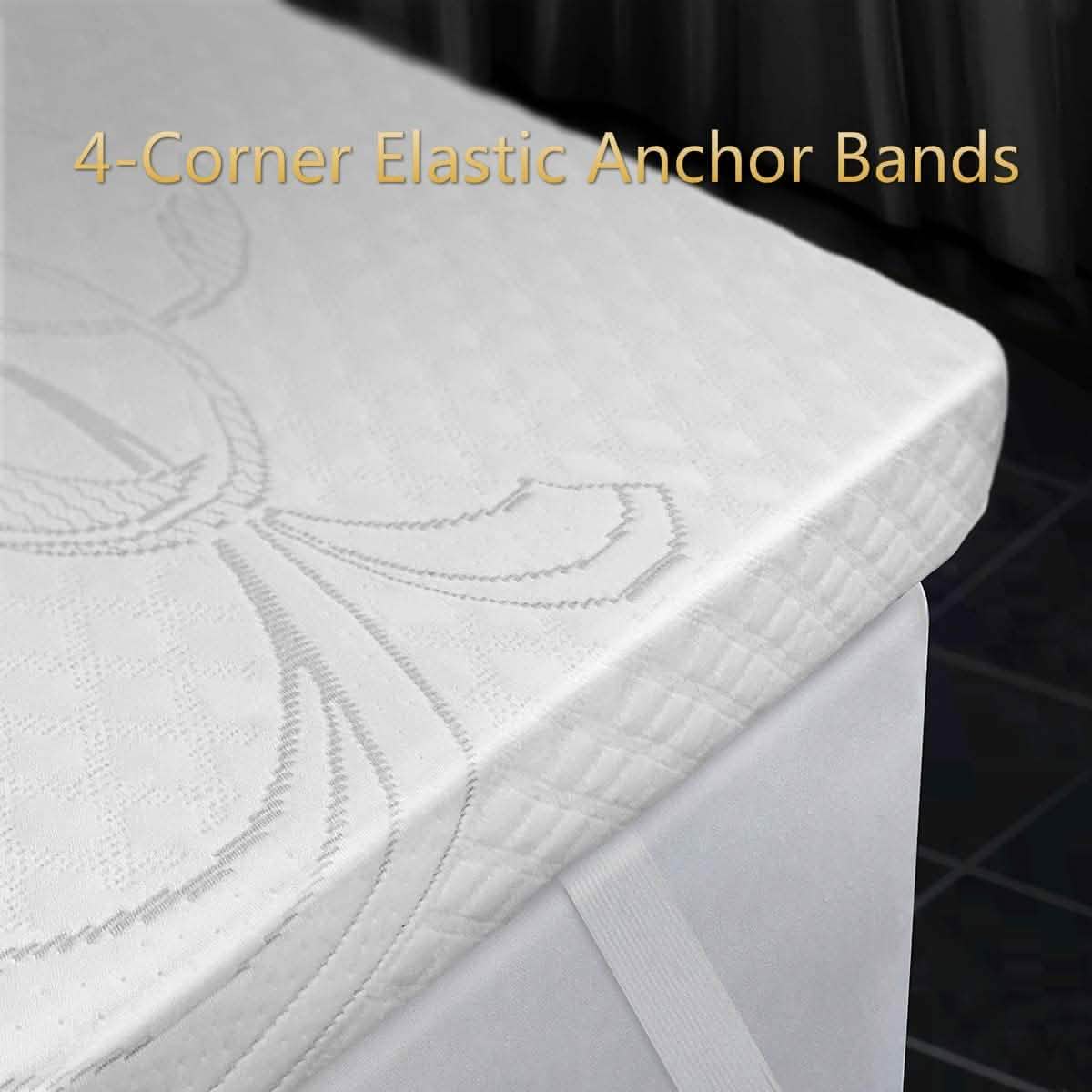 LSOFT Mattress Pad Gel Infused Memory Foam Mattress Topper 4 Corner Elastic Anchor Band Washable Bed Cover