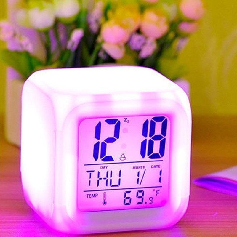 Luminous Alarm Clock Multifunctional White Screen Color Changing Bedroom Night Light Touch Control Bedside Lamp Dimmable Multi-Color Changing Gift Ideas Colorful Decompression Digital Accessories